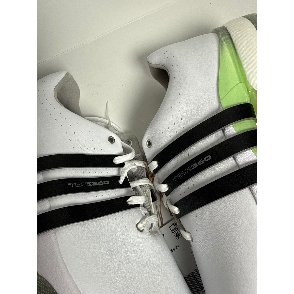 Adidas Tour360 24 Golf Shoes Womens White Black Lime Green Spiked‎ NEW size 7.5 - Picture 9 of 16